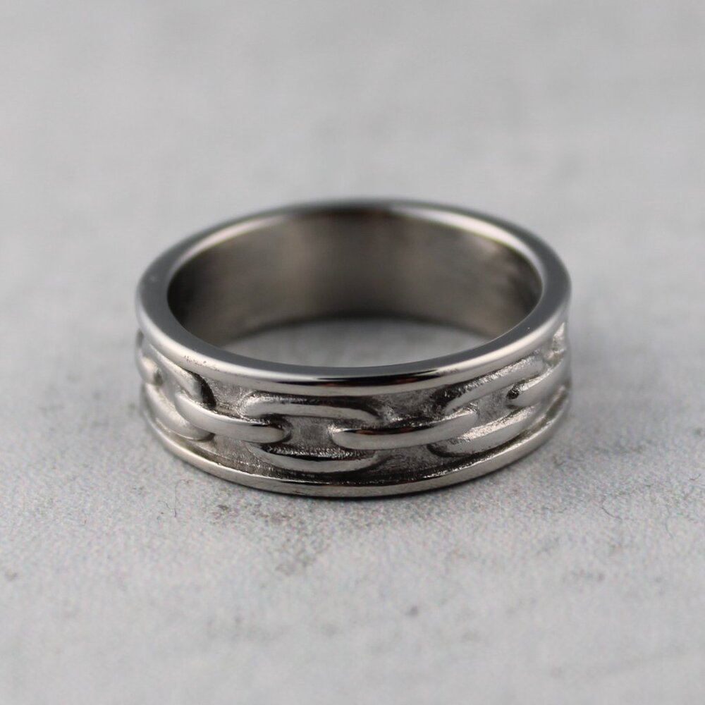 Silver Chain Link Ring Stainless Steel